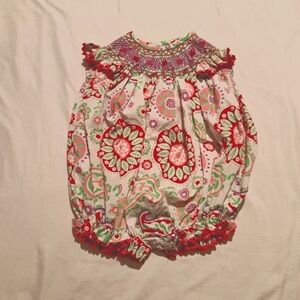 Stellybelly 12 months smocked bubble romper floral